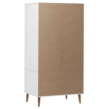 Wardrobe MOLDE White 90x55x175 cm | Solid Wood Pine Storage