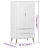 Wardrobe MOLDE White 90x55x175 cm | Solid Wood Pine Storage