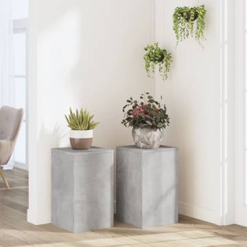 Plant Stands 2 pcs - Concrete Grey, Engineered Wood | Hipo Market