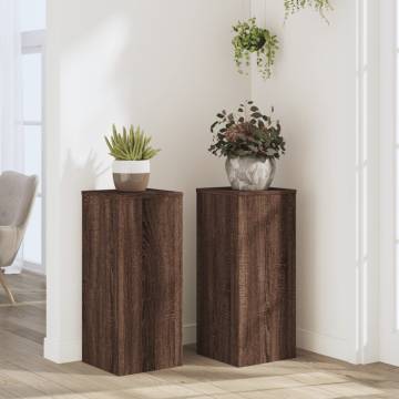 Stylish Brown Oak Plant Stands - 2 pcs 30x30x70 cm