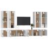 8 Piece High Gloss White TV Cabinet Set | Hipomarket