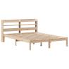 Double Bed Frame with Solid Pine Headboard 135x190 cm