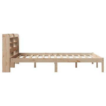 Double Bed Frame with Solid Pine Headboard 135x190 cm