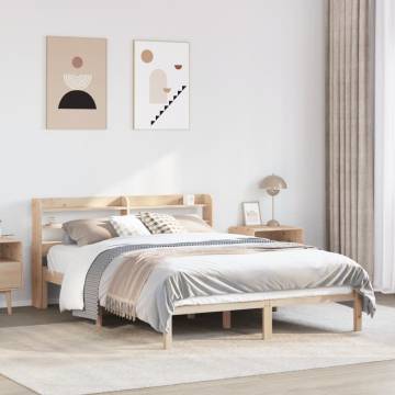 Solid Pine Bed Frame with Headboard - 140x190 cm | HipoMarket