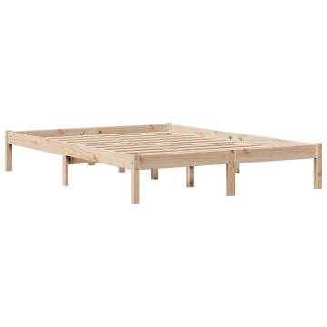 Solid Pine Bed Frame with Headboard - 140x190 cm | HipoMarket