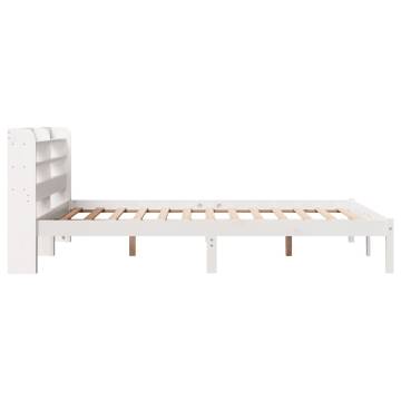 White King Size Bed Frame with Headboard - Solid Pine Wood