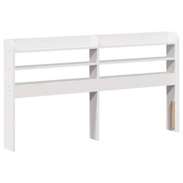 White King Size Bed Frame with Headboard - Solid Pine Wood