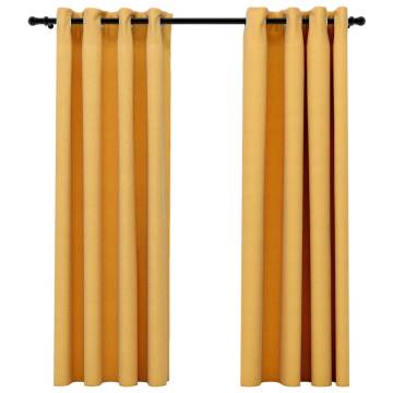 Linen-Look Blackout Curtains - Yellow (140x175cm) - 2pcs