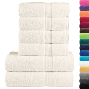 6 Piece Premium Towel Set SOLUND Cream - 600 gsm Soft & Durable