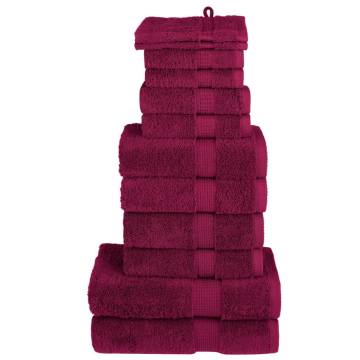 12 Piece Premium Towel Set SOLUND Bordeaux - 600 GSM Softness