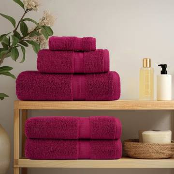 12 Piece Premium Towel Set SOLUND Bordeaux - 600 GSM Softness