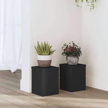 Stylish Black Plant Stands - 2 pcs | Engineered Wood 15x15x20 cm