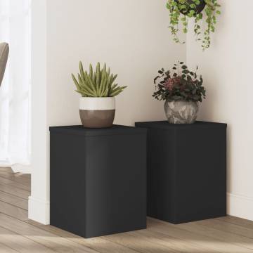 Stylish Black Plant Stands - 2 Pcs - Durable Engineered Wood