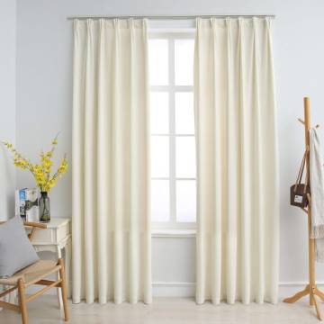 Elegant Cream Velvet Blackout Curtains - 140x175 cm | 2 pcs