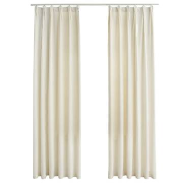 Elegant Cream Velvet Blackout Curtains - 140x175 cm | 2 pcs