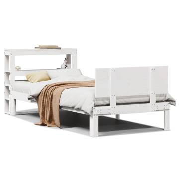 White Bed Frame with Headboard 90x200 cm | Solid Pine Design