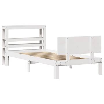 White Bed Frame with Headboard 90x200 cm | Solid Pine Design