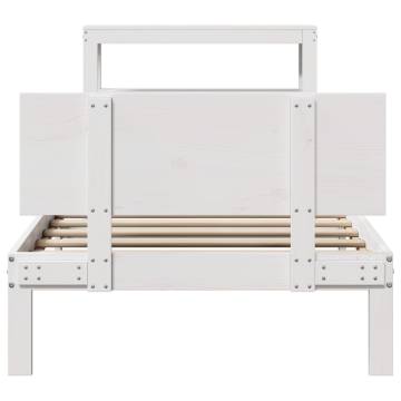 White Bed Frame with Headboard 90x200 cm | Solid Pine Design