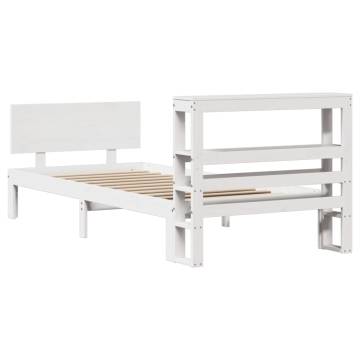 White Bed Frame with Headboard 90x200 cm | Solid Pine Design