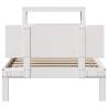 Bed Frame with Storage Headboard - Solid Pine Wood - White