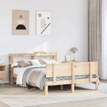 Solid Wood Pine Bed Frame with Headboard - King Size 150x200 cm