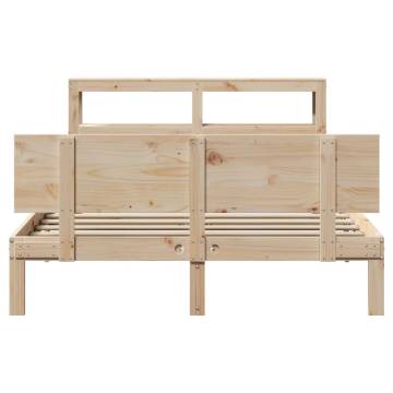 Solid Wood Pine Bed Frame with Headboard - King Size 150x200 cm