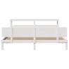 White Solid Wood Pine Bed Frame with Headboard - 200x200 cm