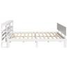 White Solid Wood Pine Bed Frame with Headboard - 200x200 cm