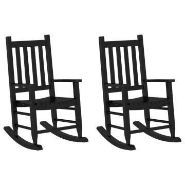 Buy 2 pcs Black Solid Wood Rocking Chairs for Children