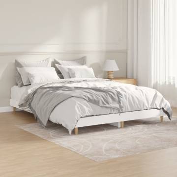 Bed Frame White 135x190 cm Double | Durable Engineered Wood