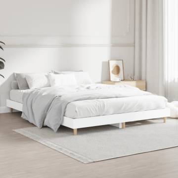 Bed Frame White 135x190 cm Double | Durable Engineered Wood