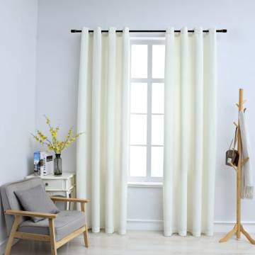 Elegant Velvet Blackout Curtains - Cream 140x245 cm (2 pcs)