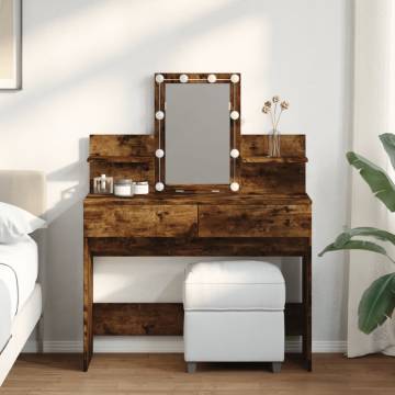 Dressing Table with LED Smoked Oak - Stylish & Functional