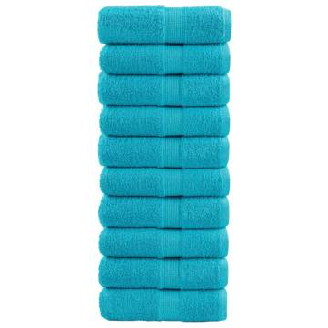 Premium SOLUND Turquoise Guest Towels - 10 pcs - 600 gsm