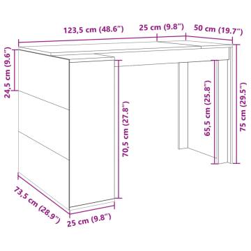 Stylish Office Desk Sonoma Oak - 123.5x73.5 cm | Hipomarket