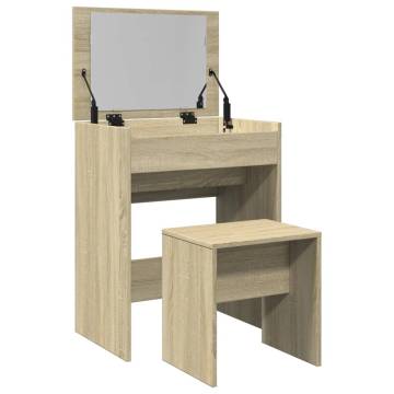 Dressing Table and Stool Sonoma Oak - Stylish Storage Solution