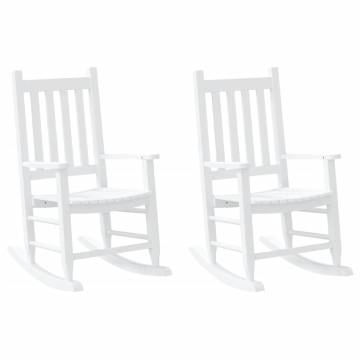 Comfortable White Wooden Rocking Chairs for Children - 2 pcs