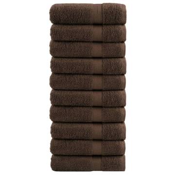 Premium SOLUND Hand Towels 10pcs Brown - 600gsm Quality