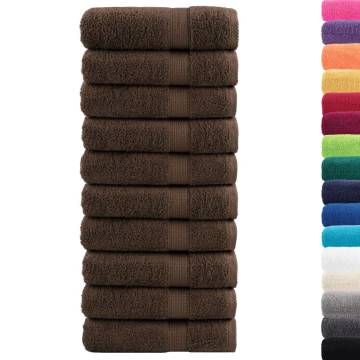 Premium SOLUND Hand Towels 10pcs Brown - 600gsm Quality