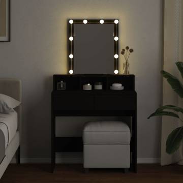 Dressing Table with LED - Black 80x41x144.5 cm | Hipo Market