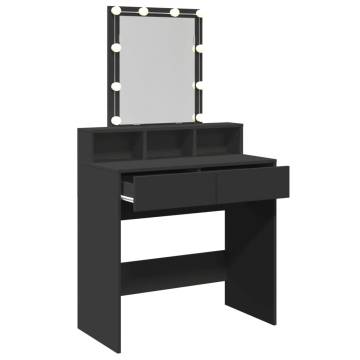 Dressing Table with LED - Black 80x41x144.5 cm | Hipo Market