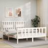 Bed Frame with Headboard White 160x200 cm Solid Wood Colour white Size 160 x 200 cm 