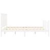 Stylish White Bed Frame with Headboard - 160x200 cm Solid Wood