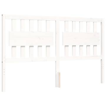 Stylish White Bed Frame with Headboard - 160x200 cm Solid Wood