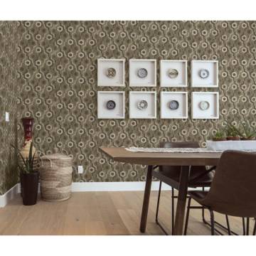 DUTCH WALLCOVERINGS Galactic Brown & White Wallpaper