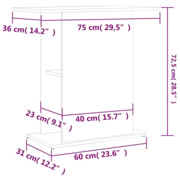 Aquarium Stand Grey Sonoma - Durable Engineered Wood 75x36x72.5cm