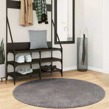 HUARTE Short Pile Washable Rug Ø 120 cm - Soft Anthracite