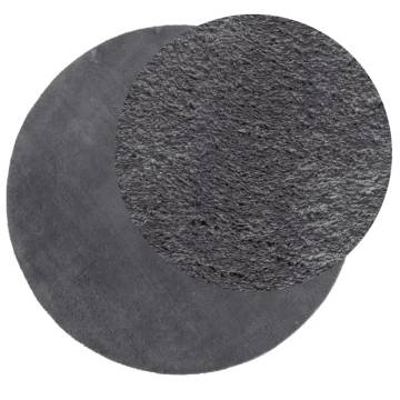 HUARTE Short Pile Washable Rug Ø 120 cm - Soft Anthracite