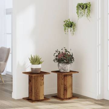 Stylish Plant Stands - Set of 2 Old Wood | Hipo Market