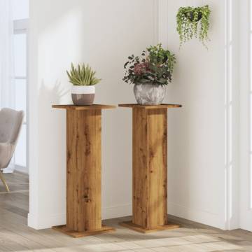 Artisian Oak Plant Stands - 2 pcs | Durable Engineered Wood